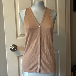 Zara Tan Fine Knit Button Up Tank Vest